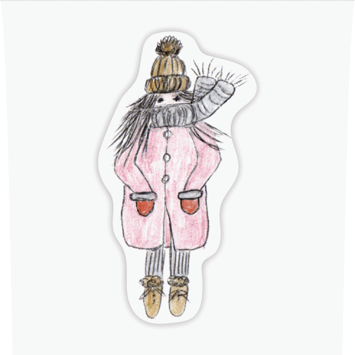 kleebis tüdruk talvel